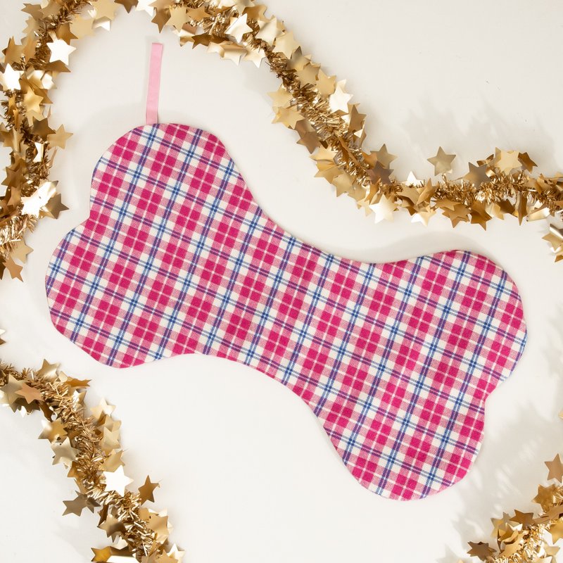 British Pink Dog Bone Christmas Gift Socks - อื่นๆ - ผ้าฝ้าย/ผ้าลินิน 