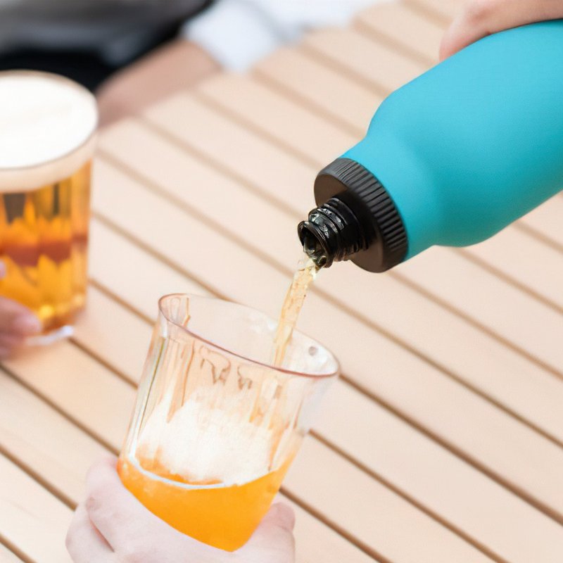 【孔雀Peacock】600ML 不鏽鋼保溫杯 氣泡水碳酸飲料專用-湖水藍 - 保溫瓶/保溫杯 - 不鏽鋼 藍色