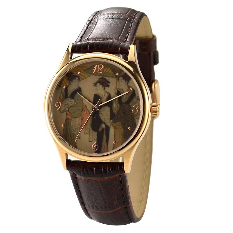 浮世繪手錶 男女合用 全球免運 - 女錶 - 其他金屬 卡其色