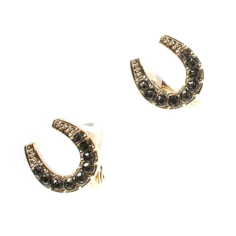 JewCas Air Earrings Horseshoe Crystal Air Ear Clips_JC2513 - Earrings & Clip-ons - Other Metals Transparent