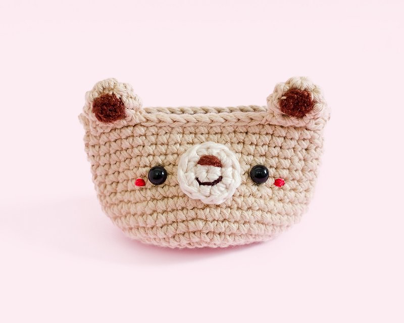 Coin purse - Crochet the Bear (Light Brown) | Crochet Coin Case. - 零錢包/小錢包 - 棉．麻 卡其色