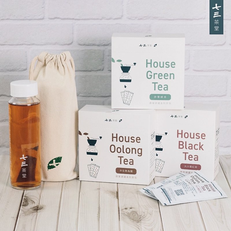 [Grind and blended bar-shaped quick-extraction tea bags] Choose three boxes + graduated cold brew tea bottle + canvas cover - Tea - Paper White