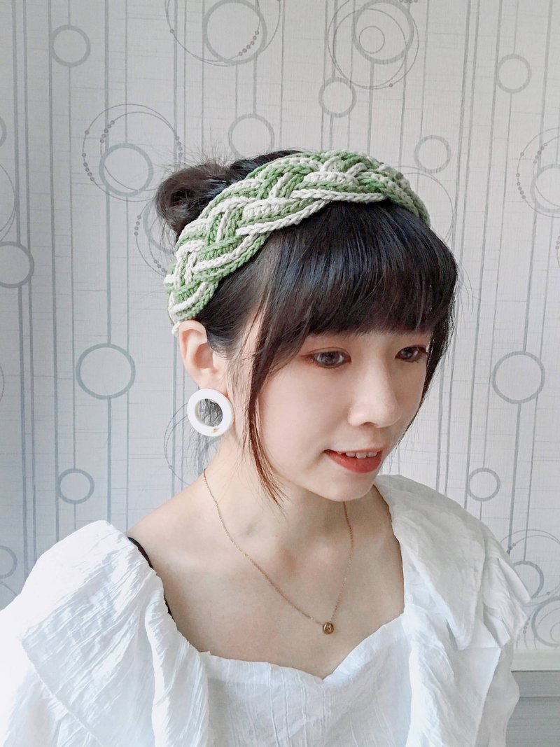 Four-strand braid braided headband-Granny Apple - ที่คาดผม - วัสดุอื่นๆ สีเขียว