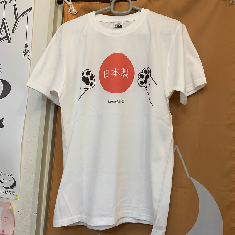 Japanese patterned T-shirt - เสื้อยืดผู้หญิง - ผ้าฝ้าย/ผ้าลินิน ขาว