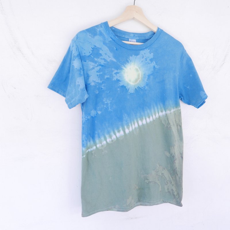:Moon: Tie dye/T-shirt/Garment/Custom size/Men/Women - Women's T-Shirts - Cotton & Hemp Blue