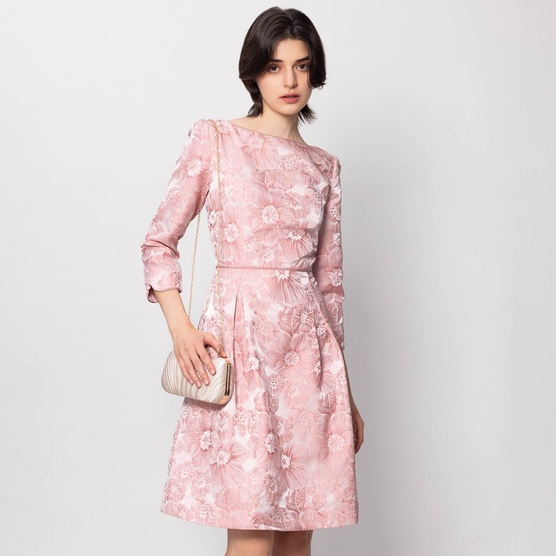 【MEDUSA】優雅淡粉緹花喜宴小禮服(M-XL) | 禮服洋裝 媽媽禮服 - 禮服/小禮服 - 聚酯纖維 粉紅色