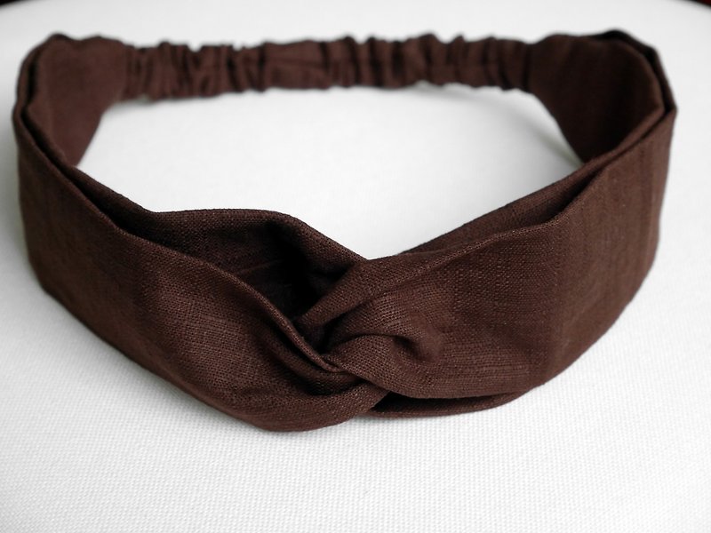 [Dark coffee goodwill headband] - Hair Accessories - Cotton & Hemp Brown