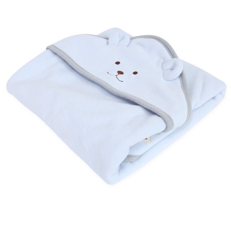 Lovelybaby小熊動物吸水保暖毯子 附彌月禮物盒包裝 - 滿月禮物 - 聚酯纖維 藍色