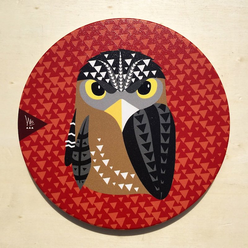 [Forest animal series] Q version of the big crown eagle ceramic water coaster - ที่รองแก้ว - ดินเผา สีแดง