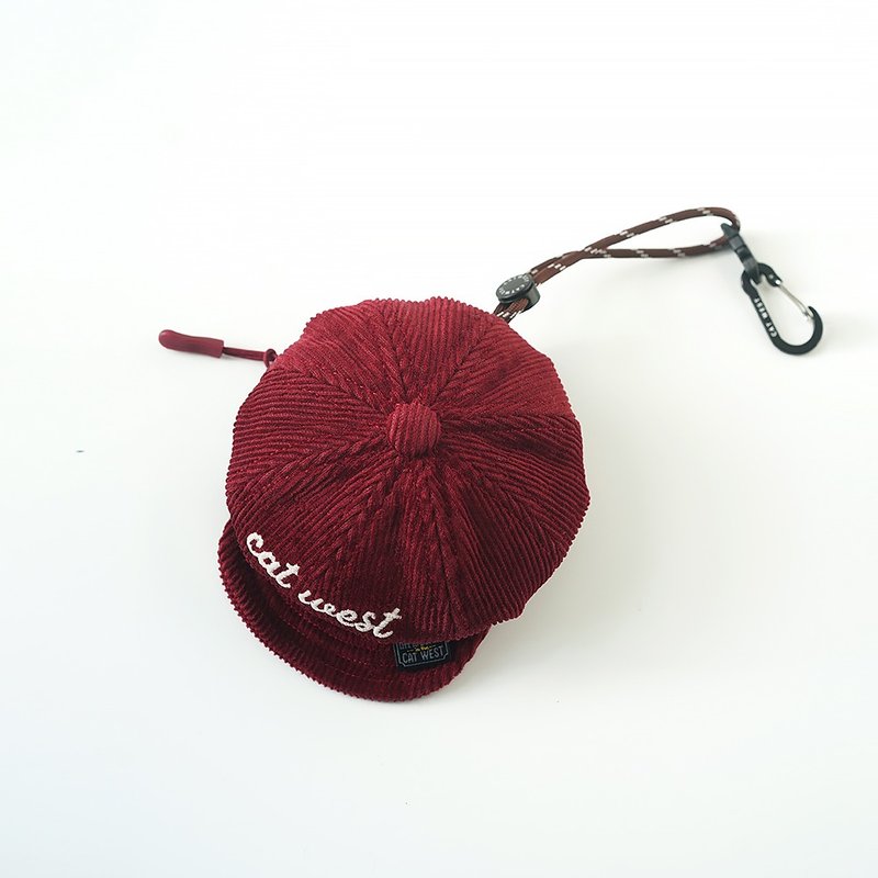 CATWEST Original Design Corduroy Octagonal Hat Coin Pouch Charm Mini Storage Bag Earphone Case - Wallets - Cotton & Hemp 