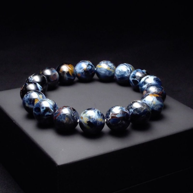 Pietersite Blue Storm Fire Flash Bracelet 12mm QBR-00122A - สร้อยข้อมือ - คริสตัล 