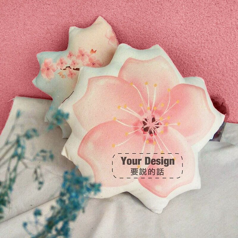 【Selling text】 Pink Sakura Wind / Handmade / Pillow / Cotton Canvas Shape Pillow / 1pcs - ของวางตกแต่ง - ผ้าฝ้าย/ผ้าลินิน สึชมพู