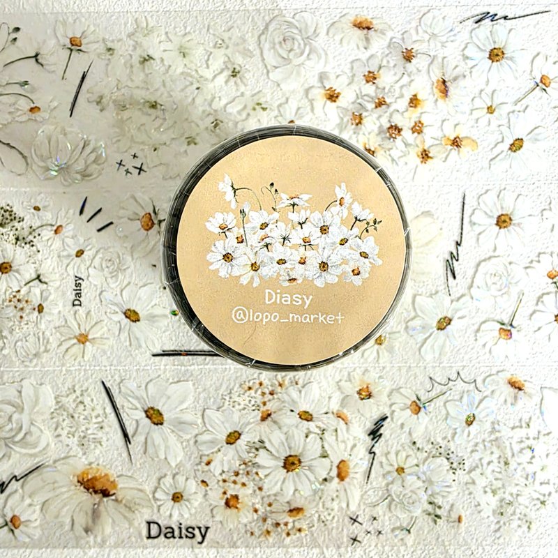 Daisy Shell-Effect Masking Tape – 5m - 紙膠帶/和紙/PET - 其他材質 