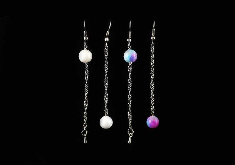 【Dangling jade earrings】Crystal jade handmade earrings - Earrings & Clip-ons - Stone Multicolor