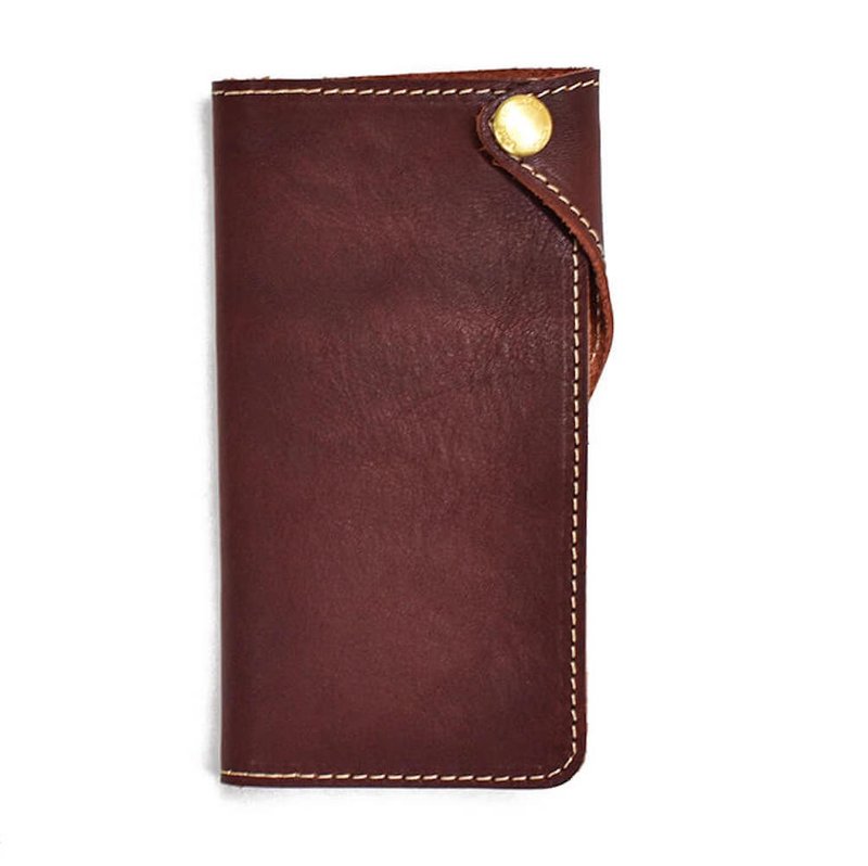 栃木レザー スマホケース フラップ付き iPhone Android対応  Smartphone case Basic case【Bordeaux】iPhone - 手機配件 - 真皮 紅色