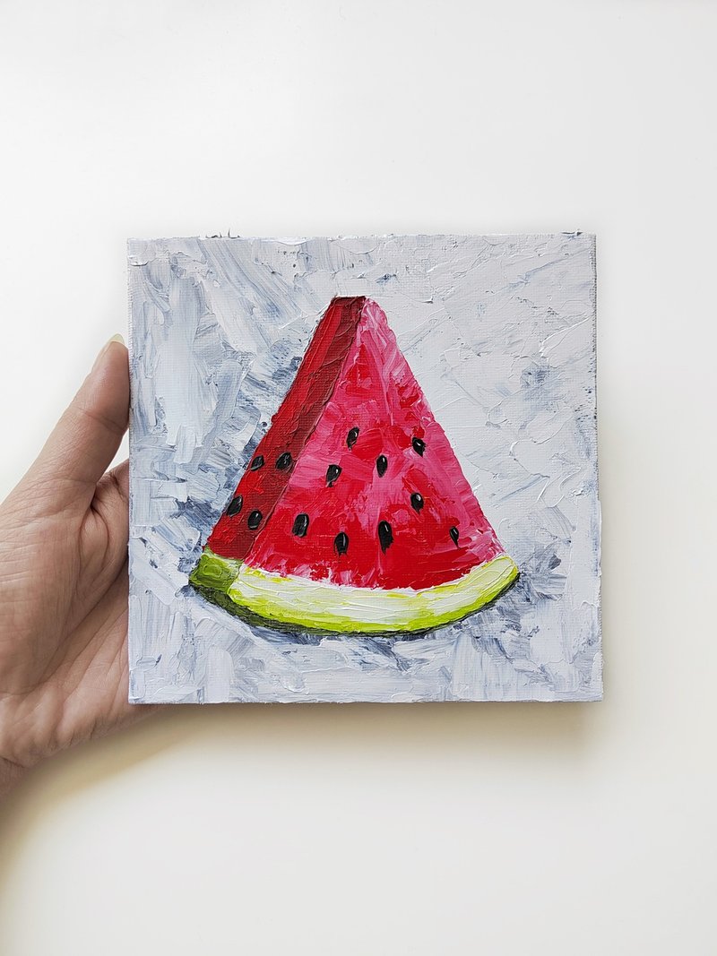 Watermelon oil painting, Impasto oil painting, Original Artwork, Food Painting - 壁貼/牆壁裝飾 - 其他材質 多色