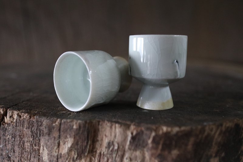 Wood-fired mini goblets/sake glasses - แก้วไวน์ - เครื่องลายคราม ขาว