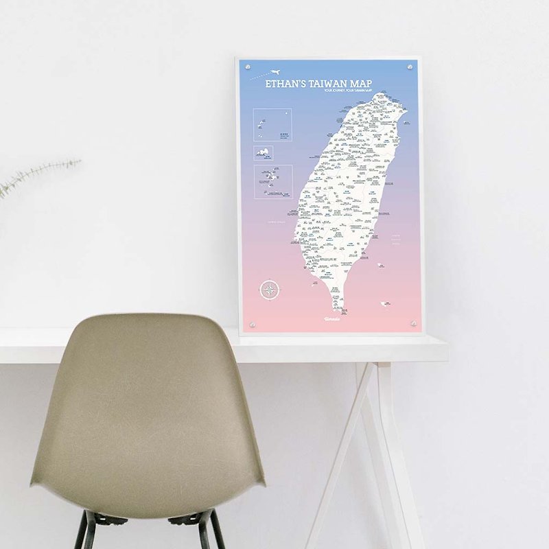 Taiwan Map-Customized Magnetic Series Posters-Quartz Powder (Customized Gift)-Individual Posters - Posters - Paper Pink