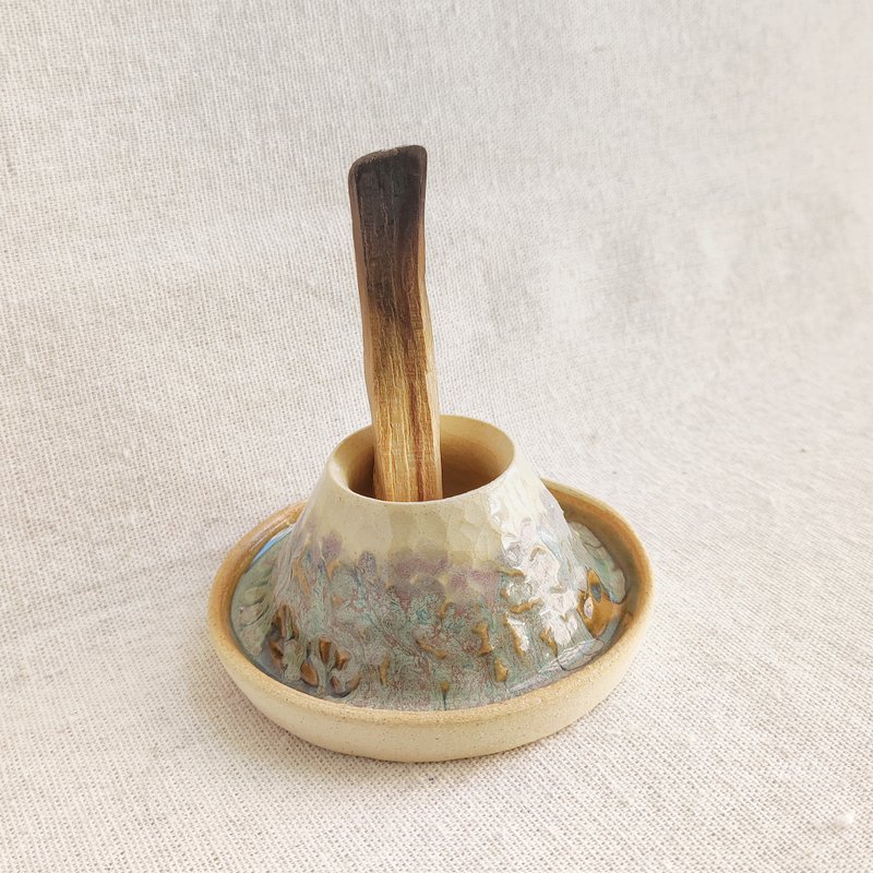 山形陶瓷薰香座 / 線香座  - 富士山 - 香氛/精油/擴香 - 陶 藍色