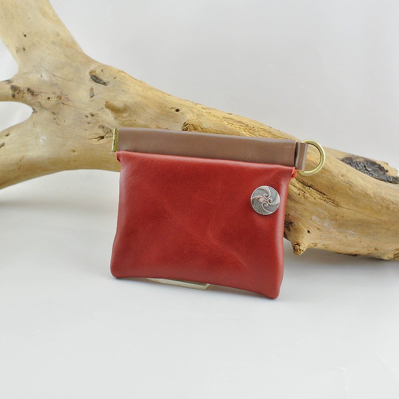 ➜. Splicing shrapnel multi-functional small package. ➜ --- change / small / storage / key / headset / transmission line / business card / card / travel card - Coin Purses - Genuine Leather Red