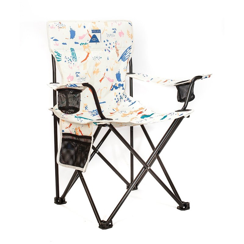【彩虹】日韓限定 POLER CAMPING CHAIR 輕便扶手露營摺疊椅 噴漆 - 野餐墊/露營用品 - 尼龍 多色