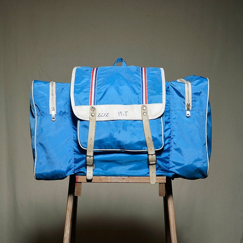 Vintage vintage mountaineering bag outdoor vintage - กระเป๋าเป้สะพายหลัง - เส้นใยสังเคราะห์ สีน้ำเงิน