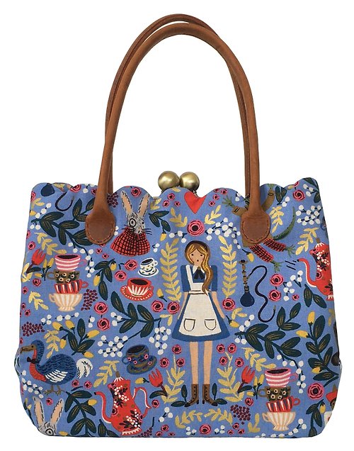 Alice in wonderland large capacity side bag carry as handbag/shoulder Sky  Blue