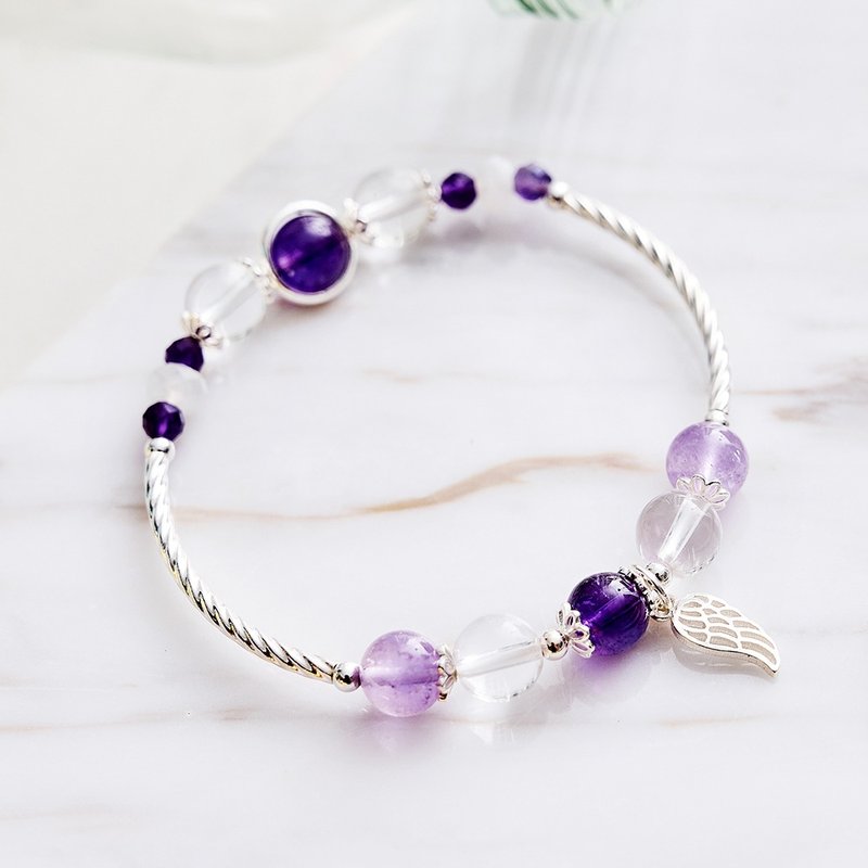 Purple wish Stone bracelet (including consecration) amethyst noble luck, help career, attract wealth, open wisdom - สร้อยข้อมือ - เครื่องเพชรพลอย สีม่วง