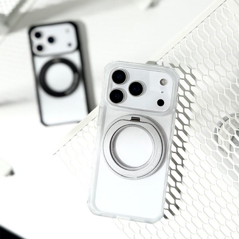 【NavJack】iPhone 17 & 17 Air│MagSpin磁吸支架軍規防摔殼 - 手機殼/手機套 - 塑膠 銀色