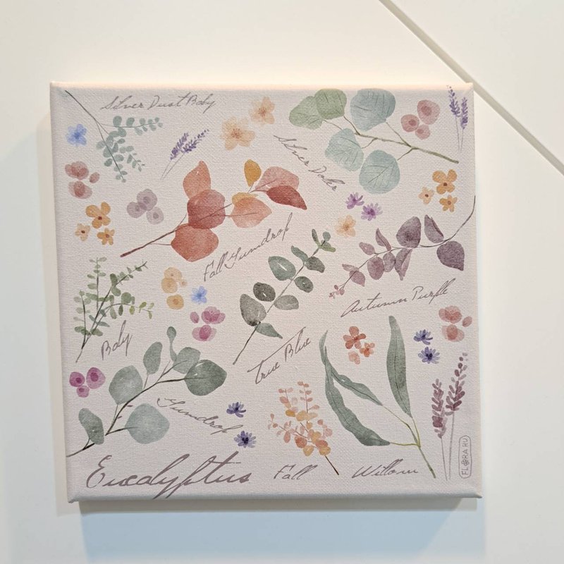 【Flora原創設計】草葉集_尤加利 | 20×20CM 無框畫 - 海報/掛畫/掛布 - 棉．麻 多色