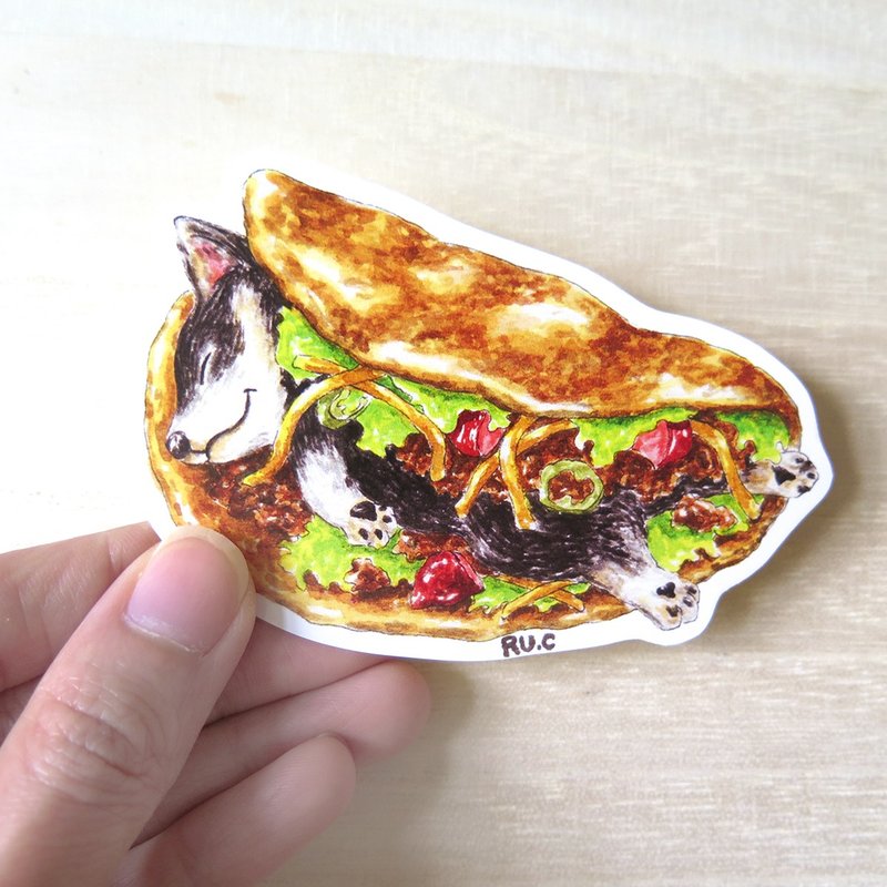 Dog Mexican Pie Sticker - สติกเกอร์ - กระดาษ สีน้ำเงิน