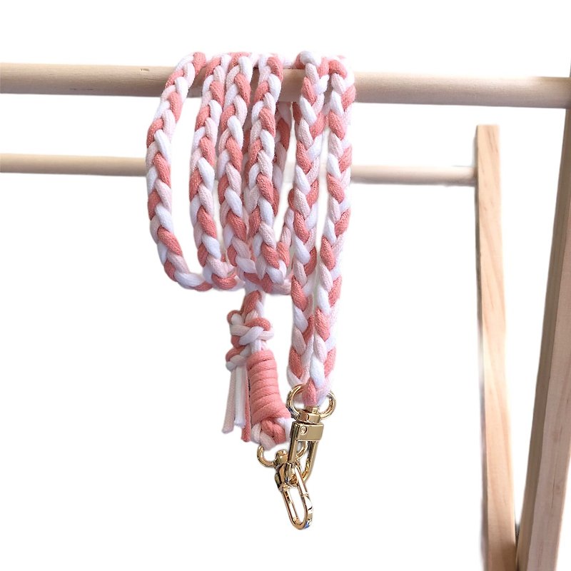 BGH細款/可客製.編織手機掛繩.可調式手機背帶.可掛脖.禮物 - 掛繩/吊繩 - 棉．麻 粉紅色