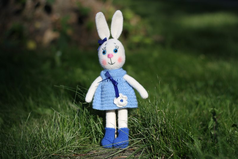 pink bunny, Crochet bunny, Crochet bunny Stuffed toy, bunny toy,  knitted bunny - 寶寶/兒童玩具/玩偶 - 羊毛 粉紅色