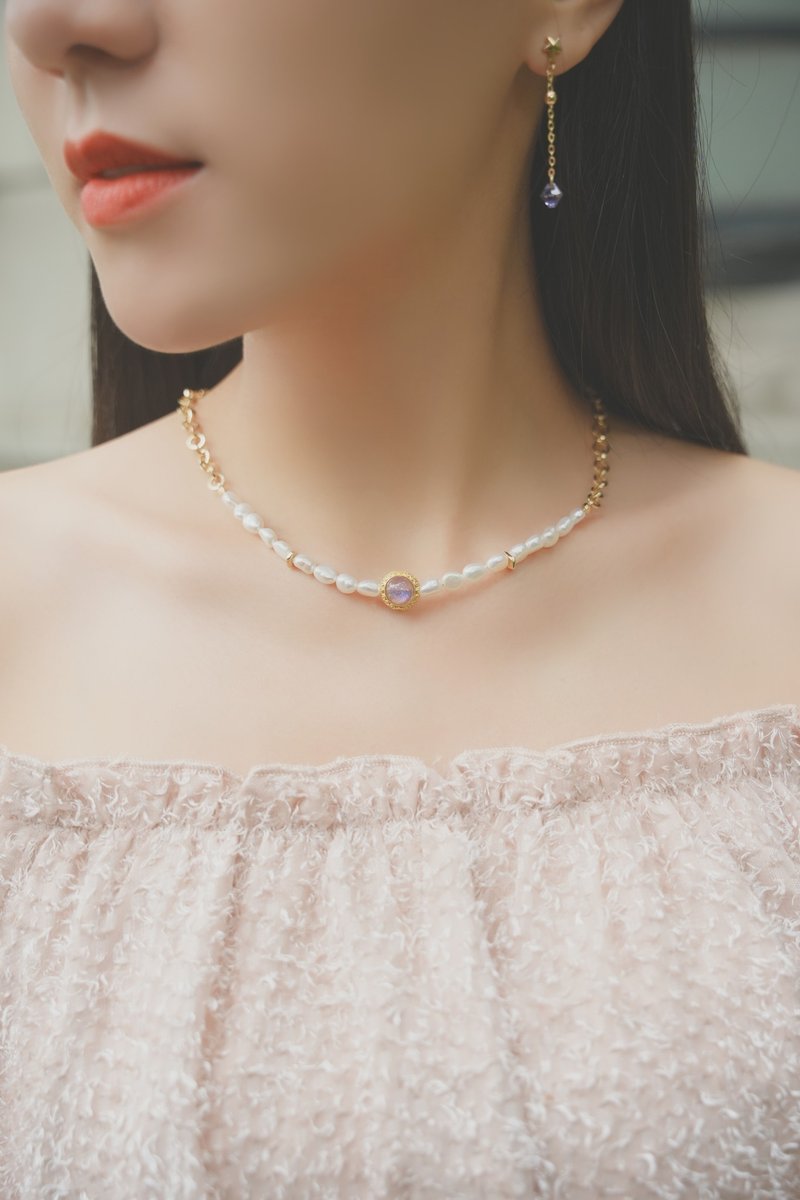 14K gold filled pearl necklace - สร้อยคอ - เครื่องประดับ สีม่วง