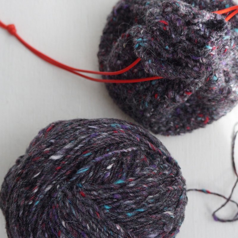 Ba-ba (m) 手編泡泡針束口袋 羊毛編織小包 No.KPO6 - 化妝包/收納袋 - 其他材質 紅色