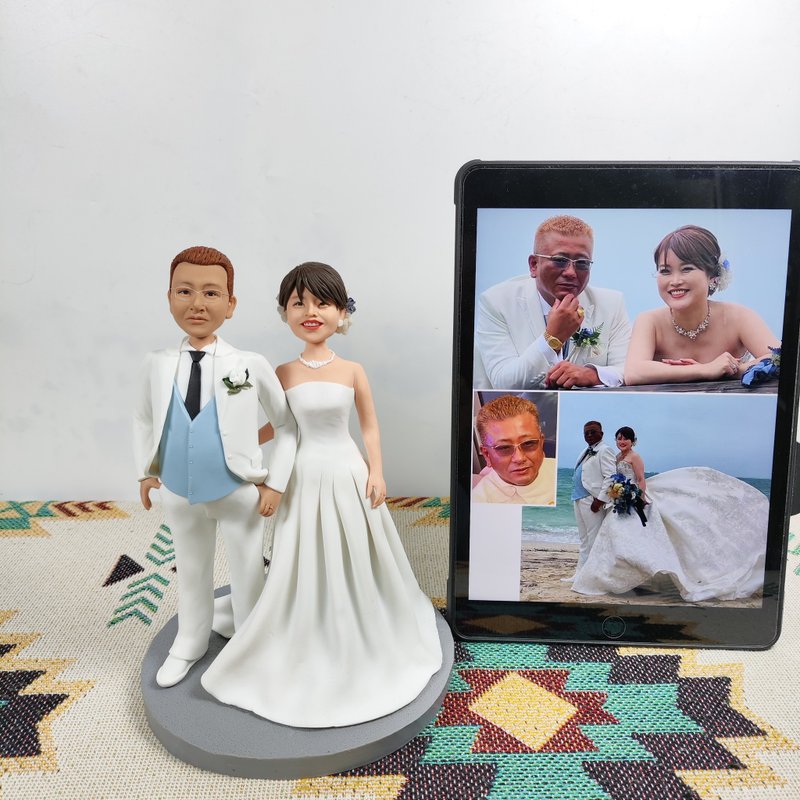 【オーダーメイド】3D肖像画似顔絵人形 フィギュア/結婚祝い・周年記念日/カップル 彼氏彼女 夫婦/両親贈呈品 記念品 - 人形・フィギュア - 粘土 多色