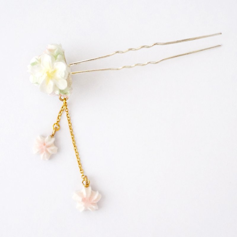 =Flower Piping= Flower Ball Hair Pin Customizable #HB001 - Hair Accessories - Clay Pink