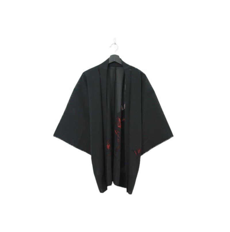 Back to Green-日本透膚羽織 縷空織 紅枝 tf-34/vintage kimono - 女大衣/外套 - 絲．絹 