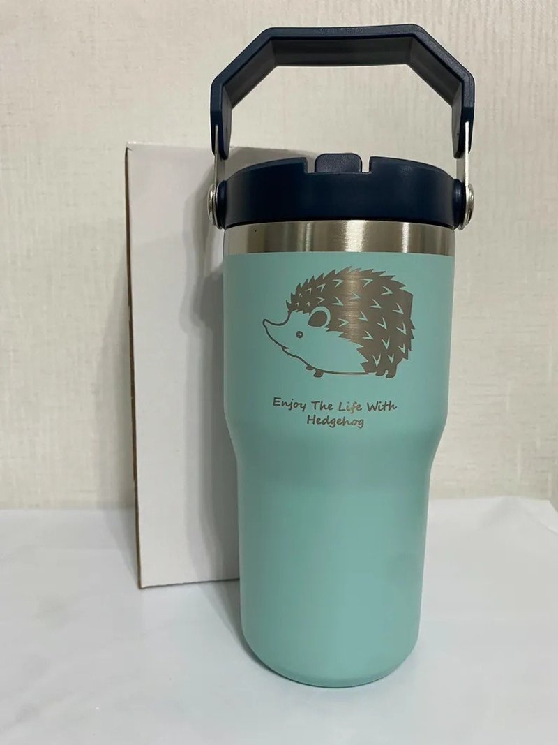 現貨  600CC提把保溫杯 文青藍  刺蝟C - 保溫瓶/保溫杯 - 其他金屬 綠色