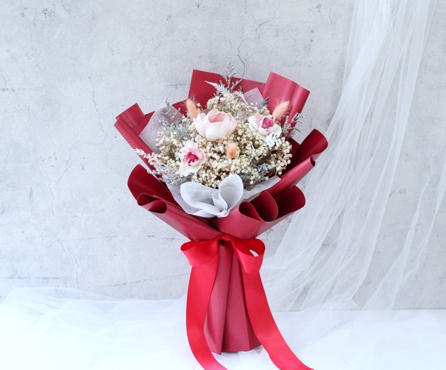 Fl120-01 Medium Dried Flower Bouquet-Red - Shop aliceflowerdesign Dried  Flowers & Bouquets - Pinkoi