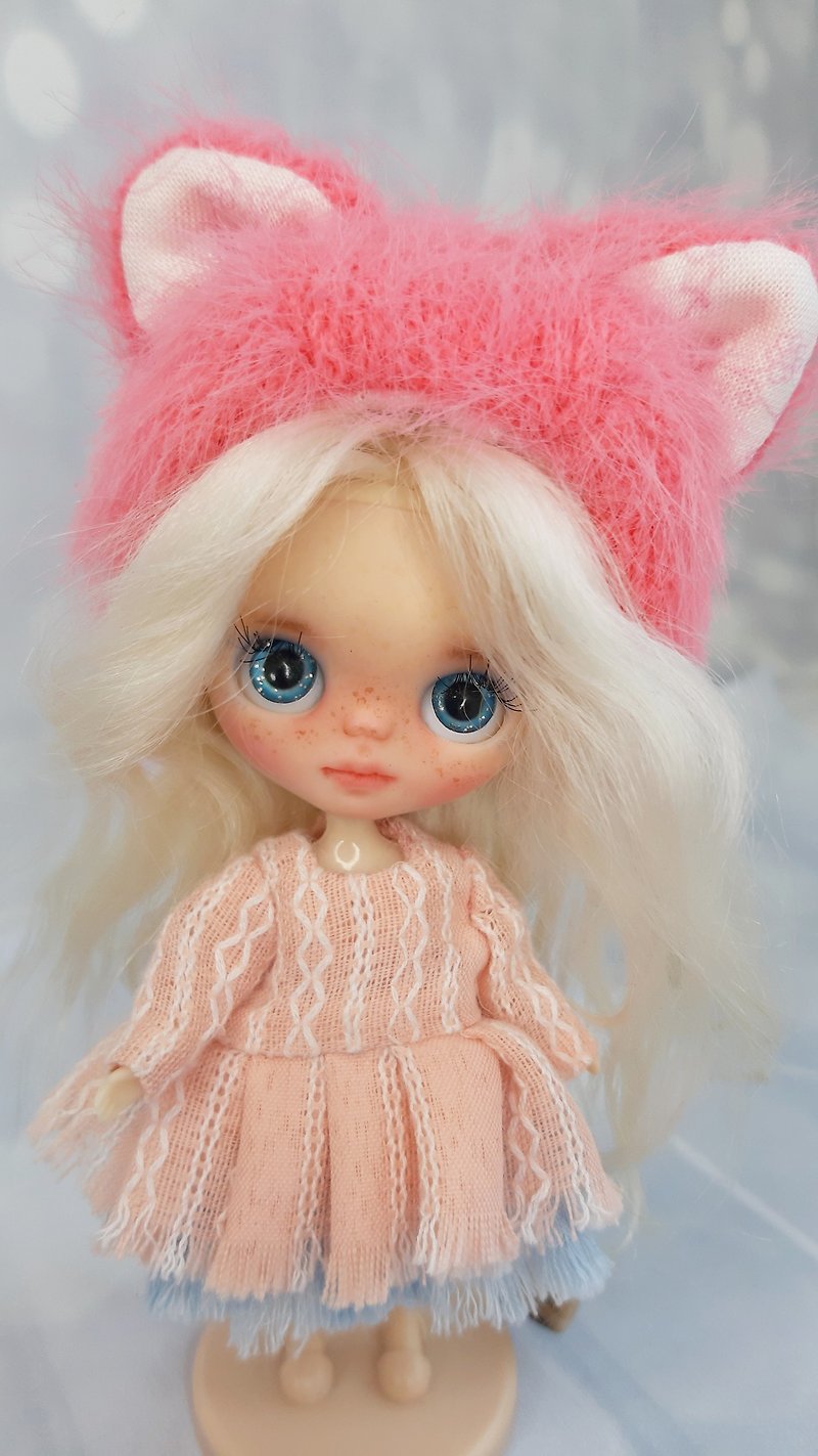 Clothes for doll.Hat cat for Petite Blythe doll.accessories.handmade doll hat. - 其他 - 其他材質 粉紅色