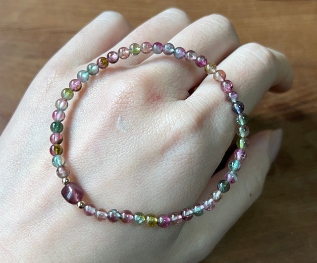 もりにかえる◆ウォーターメロントルマリンブレスレット✧14kgf もりにかえる◇ウォーターメロントルマリンブレスレット✧14kgf