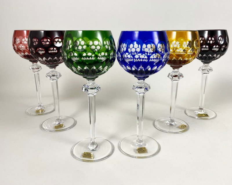 復古 Barthmann 水晶酒杯套裝 6 件 20 世紀 60 年代西德 - 酒杯/酒器 - 水晶 多色