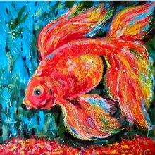 アロワナの絵画金魚オリジナルアートドラゴンフィッシュウォール