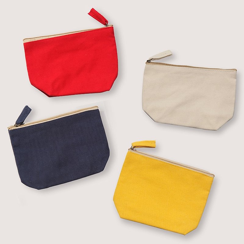 [Plain style] Canvas bottomed cosmetic bag | 4 colors_bright colors, simple and environmentally friendly for home and travel! - กระเป๋าเครื่องสำอาง - ผ้าฝ้าย/ผ้าลินิน หลากหลายสี