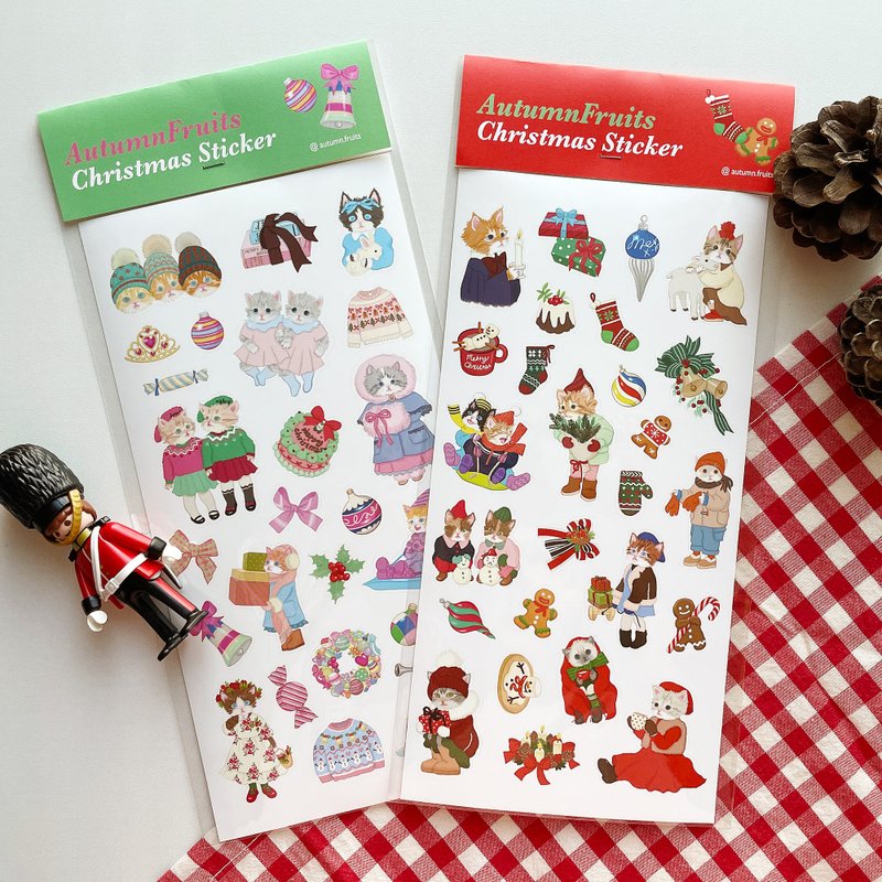 Christmas cat big seal sticker set - Stickers - Paper Multicolor