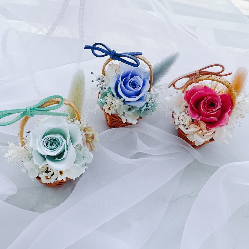 優美旋律 永生花 小提籃 盆栽 乾燥花 不凋花 婚禮 - 擺飾/家飾品 - 植物．花 藍色