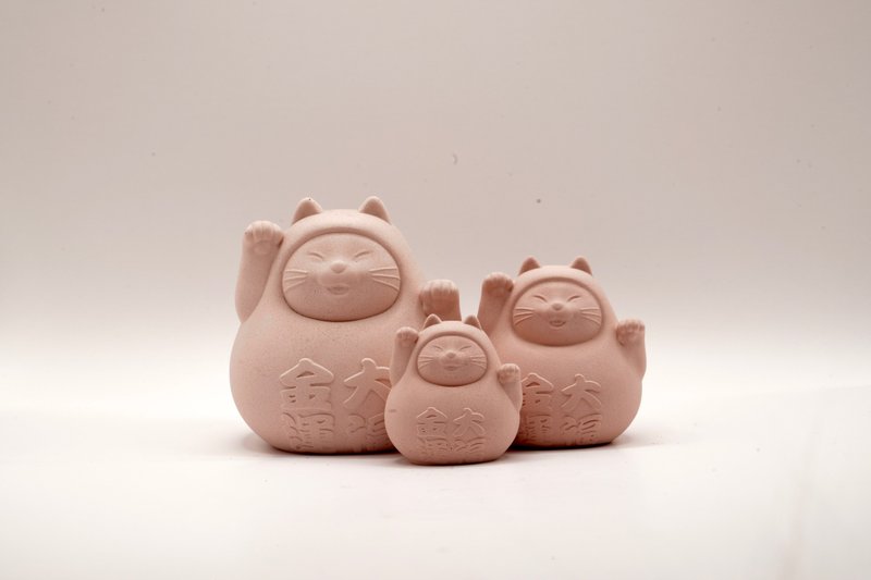 [Family Prayers] Chubby Lucky Cat Reunion Version (Large, Medium and Small Three) Love Fans - Fragrances - Cement Pink