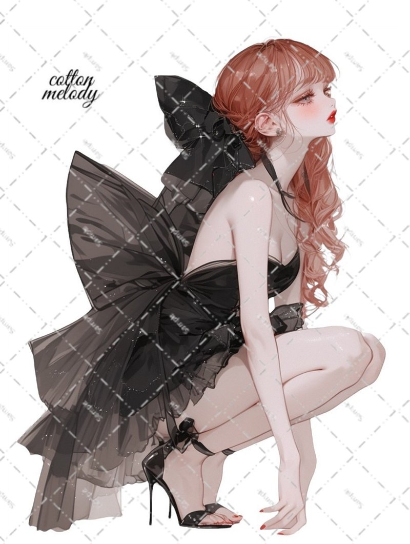original sticker no.6718 人物ステッカー オリジナルステッカー 人物ステッカー 女の子ステッカー オリジナル人物ステッカー - 貼紙 - 紙 