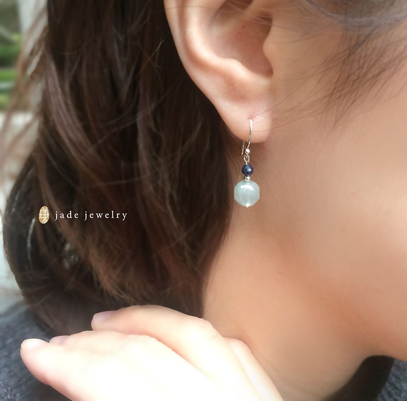 Agar - Natural Iced Jadeite (Burmese jade) faceted gemstone earrings - Earrings & Clip-ons - Gemstone Transparent